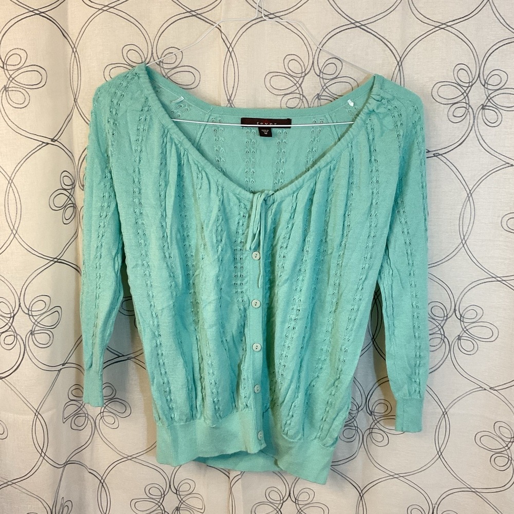 Women's Fever 3/4 Sleeve Mint‎ Green Top Size Medium